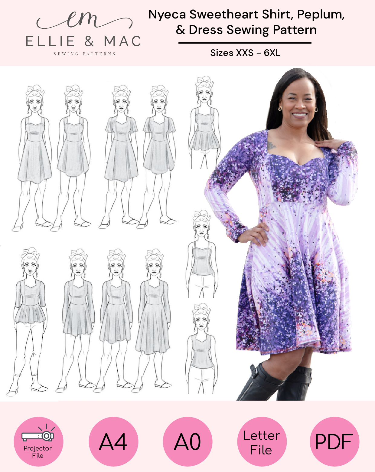 Beautiful Princess Seam Dress Pattern Free Download PDF.