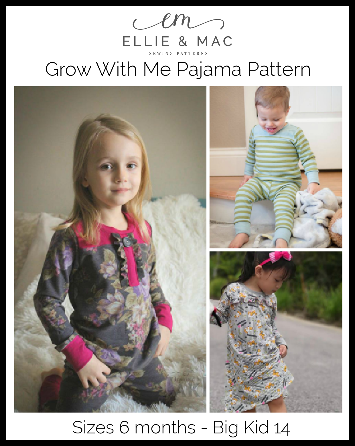 Movie Night Pajamas PDF Pattern: 12 mo - 12 yrs - Sew a Little Seam
