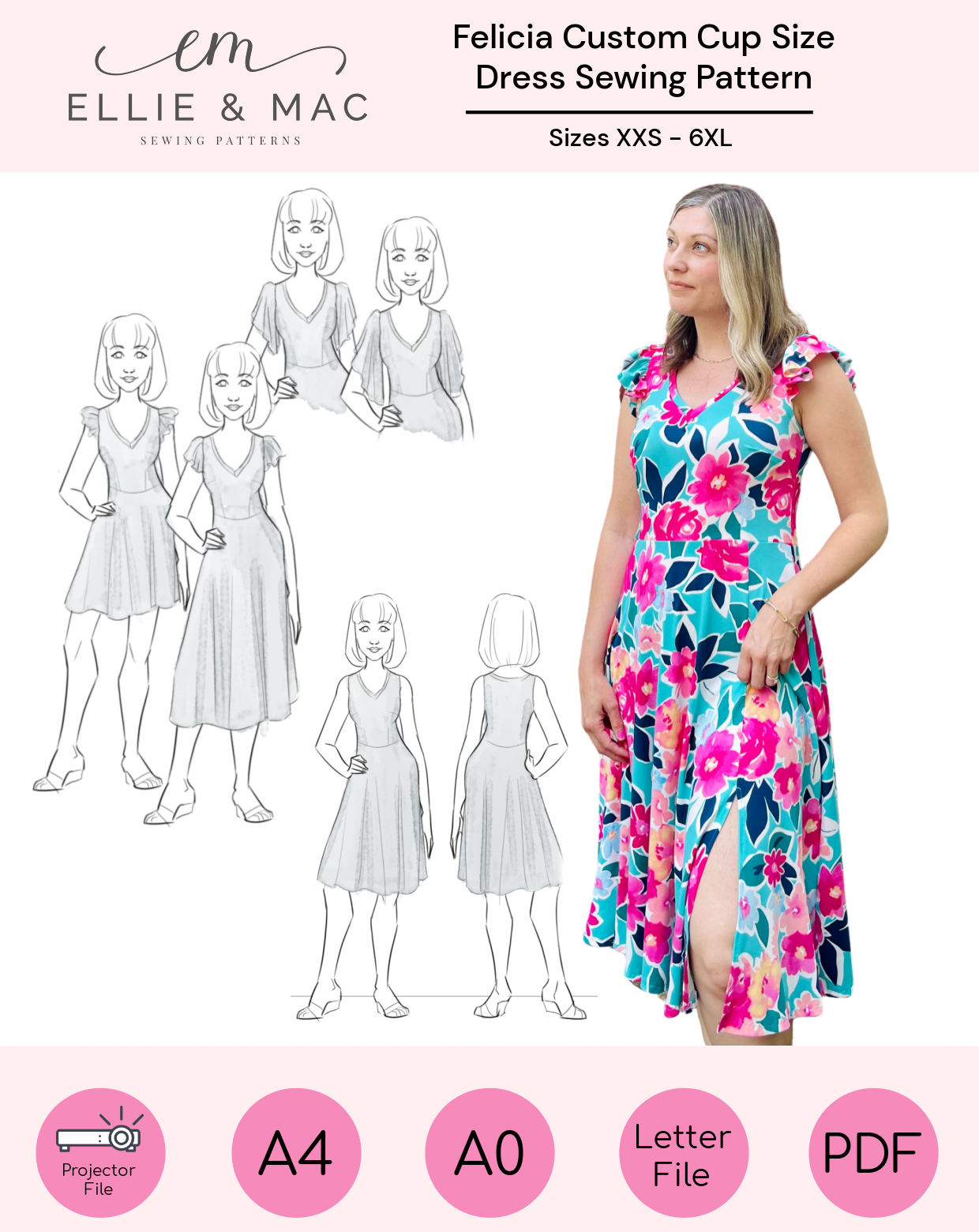 Felicia Custom-Fit Cup Size Dress Pattern