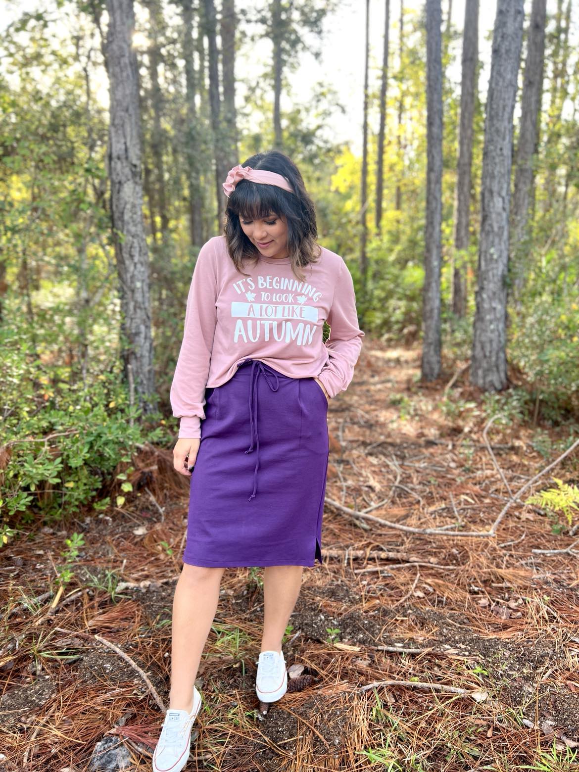 Jasmine Jogger Skirt in Knee Length PDF Sewing Pattern by Ellie and Mac 