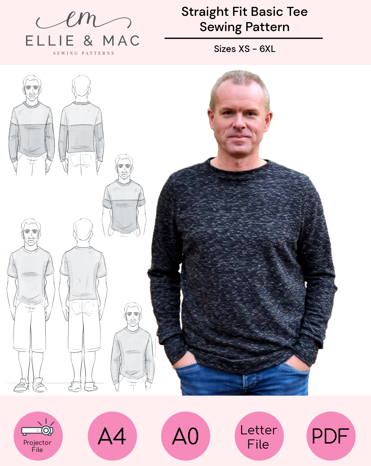 Straight Fit Basic Tee Pattern (Updated)