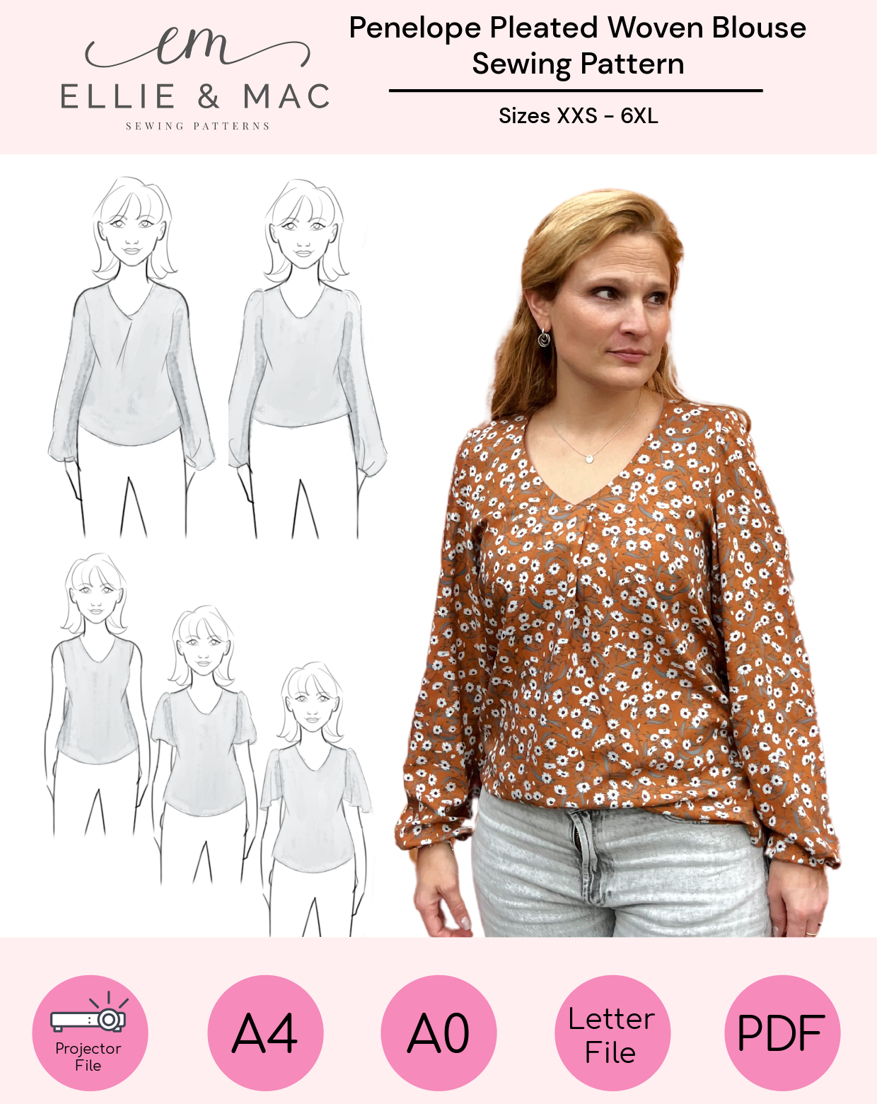 Penelope Pleated Woven Blouse Pattern