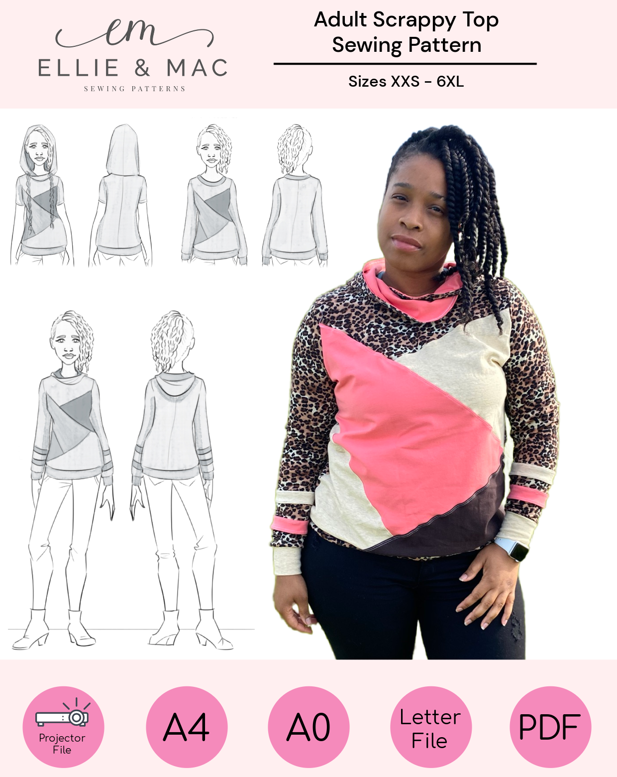 Adult Sew Scrappy Top Pattern