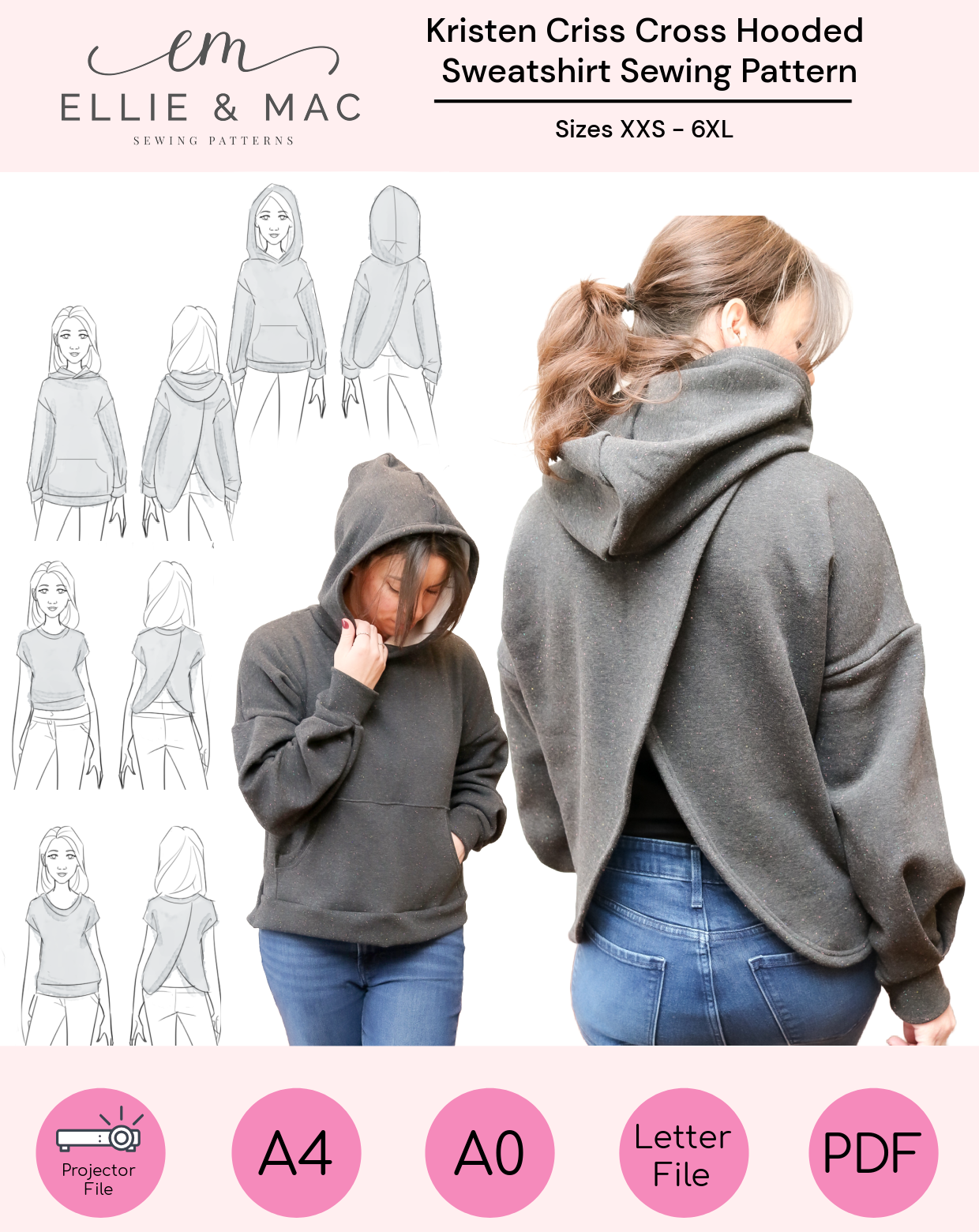 Kristen Criss Cross Back Hooded Sweater Pattern