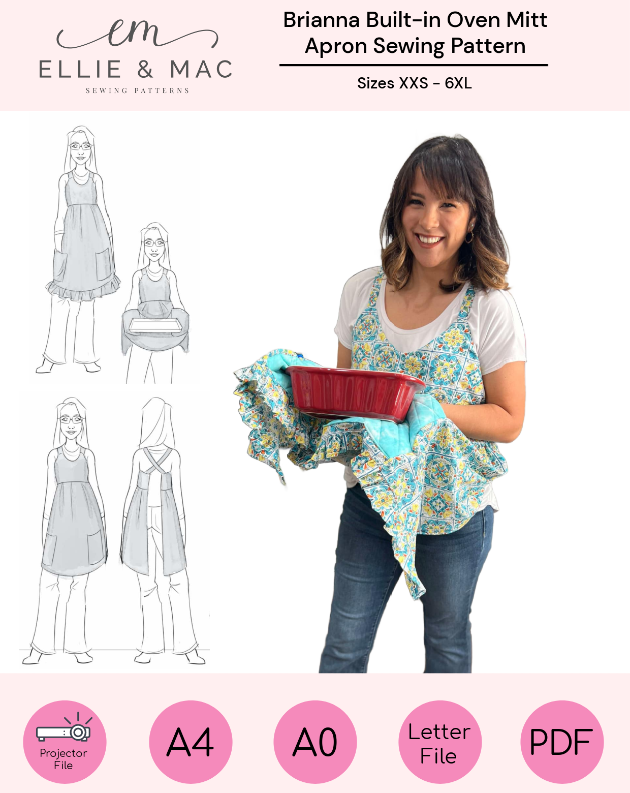 Brianna Built-in Oven Mitt Apron Pattern