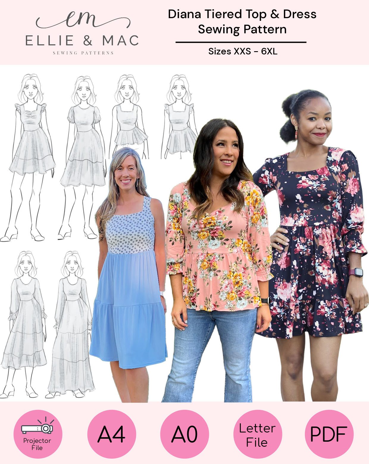 Diana Tiered Top & Dress Pattern