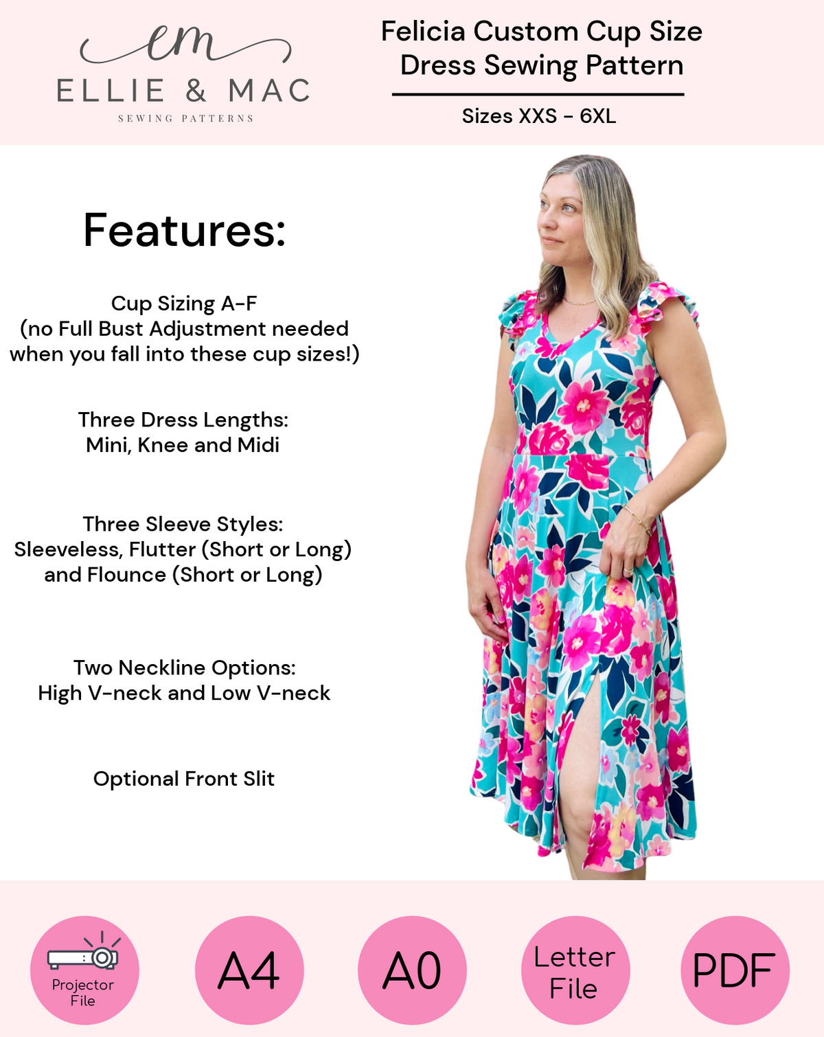 Felicia Custom-Fit Cup Size Dress Pattern