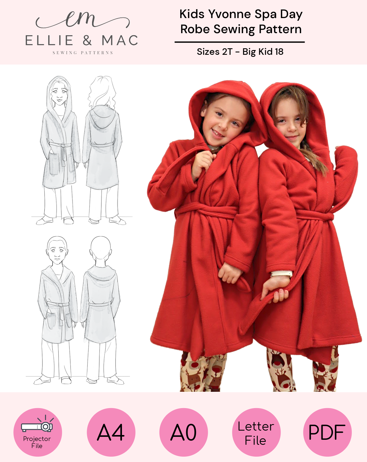 Kids Yvonne Spa Day Robe Pattern (2T-18)