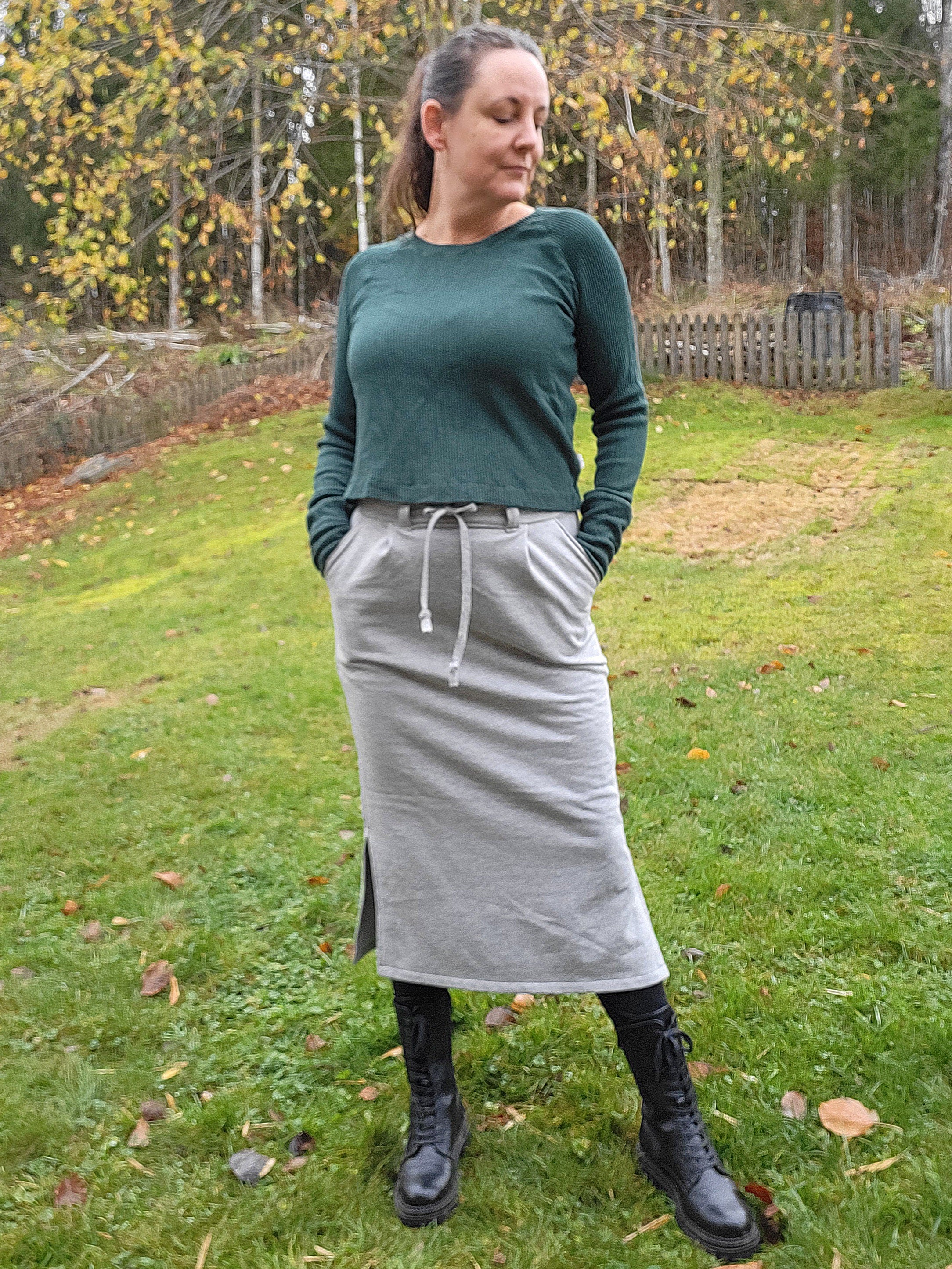 Jasmine Jogger Skirt in Midi Length PDF Sewing Pattern by Ellie and Mac 