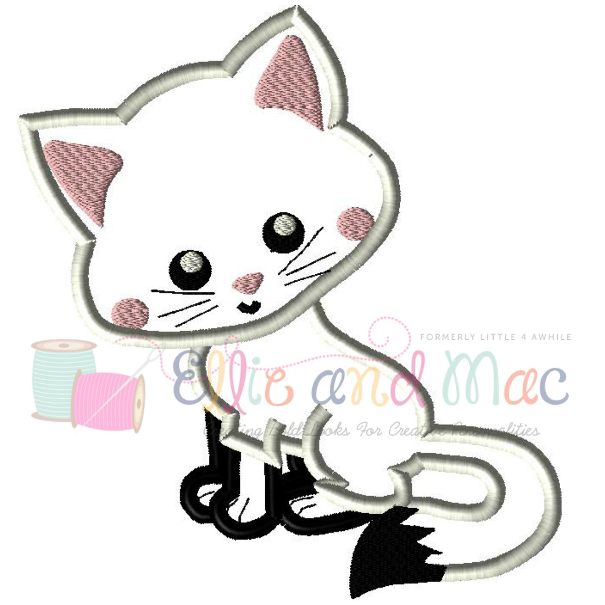 Pampered Kitten Standing Applique Design - Ellie and Mac, Digital (PDF) Sewing Patterns | USA, Canada, UK, Australia