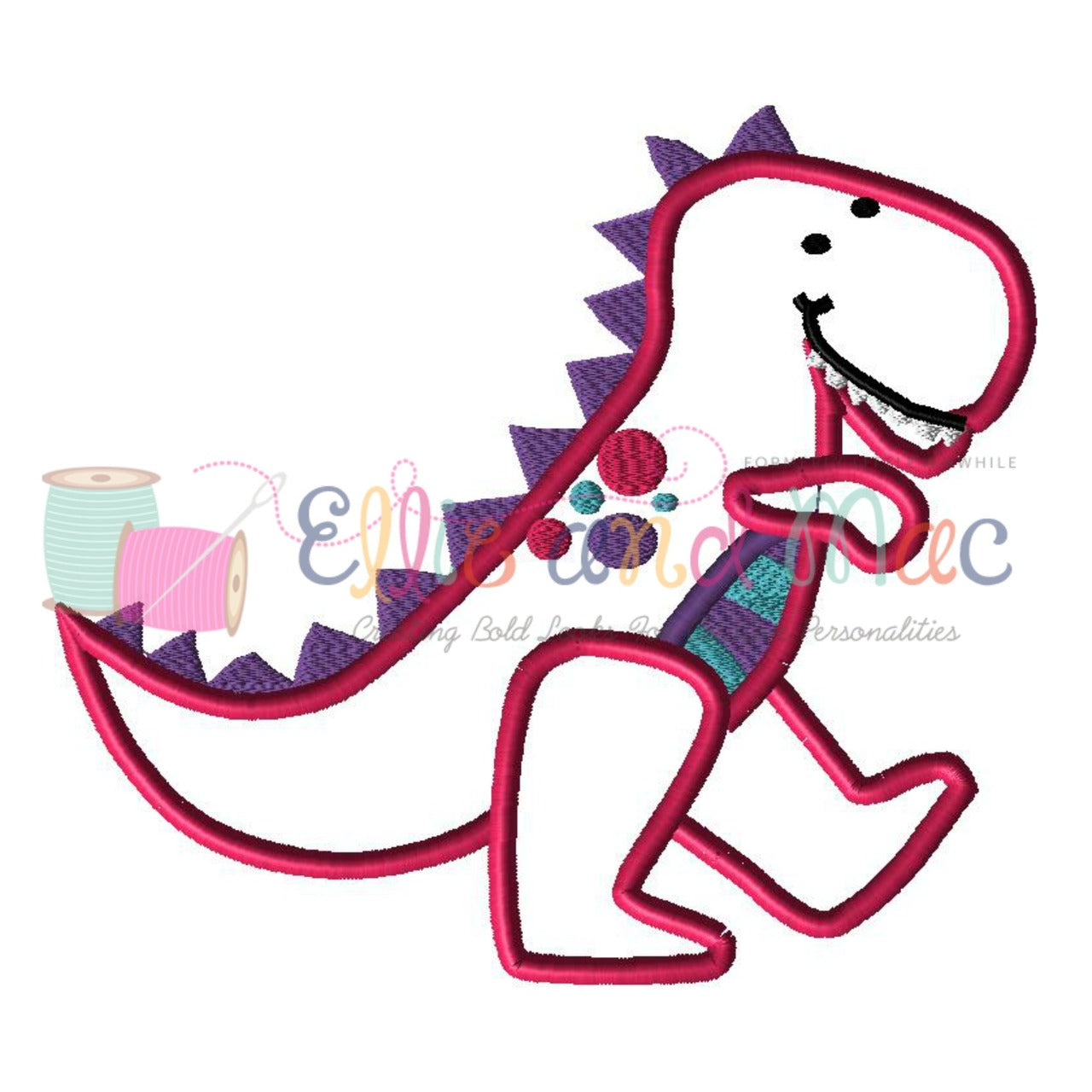 Girl Dinosaur Applique Design - Ellie and Mac, Digital (PDF) Sewing Patterns | USA, Canada, UK, Australia