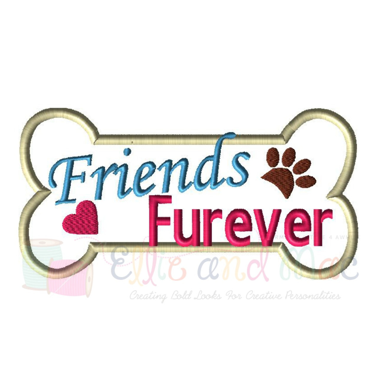 Friends Furever Bone Applique Design - Ellie and Mac, Digital (PDF) Sewing Patterns | USA, Canada, UK, Australia