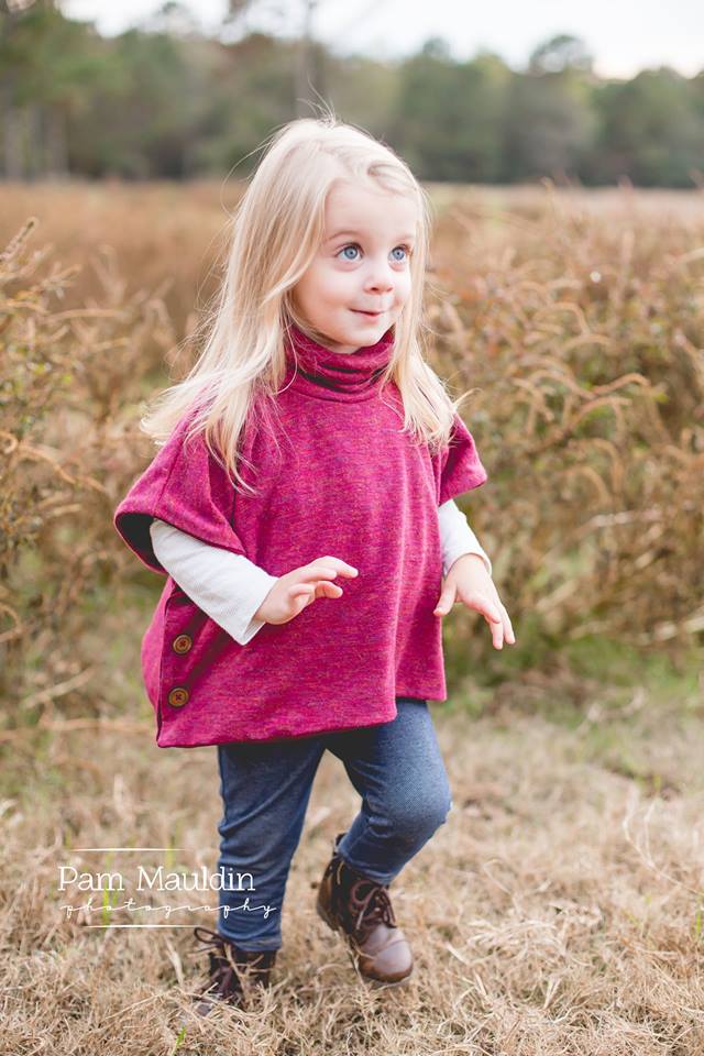 Girl's Sugar n' Spice Poncho Pattern Wacky - Ellie and Mac, Digital (PDF) Sewing Patterns | USA, Canada, UK, Australia