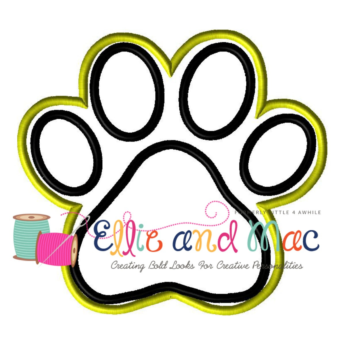 Paw Print Applique Embroidery Design - Ellie and Mac, Digital (PDF) Sewing Patterns | USA, Canada, UK, Australia