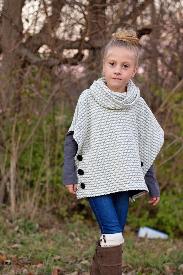 Girl's Sugar n' Spice Poncho Pattern Wacky - Ellie and Mac, Digital (PDF) Sewing Patterns | USA, Canada, UK, Australia