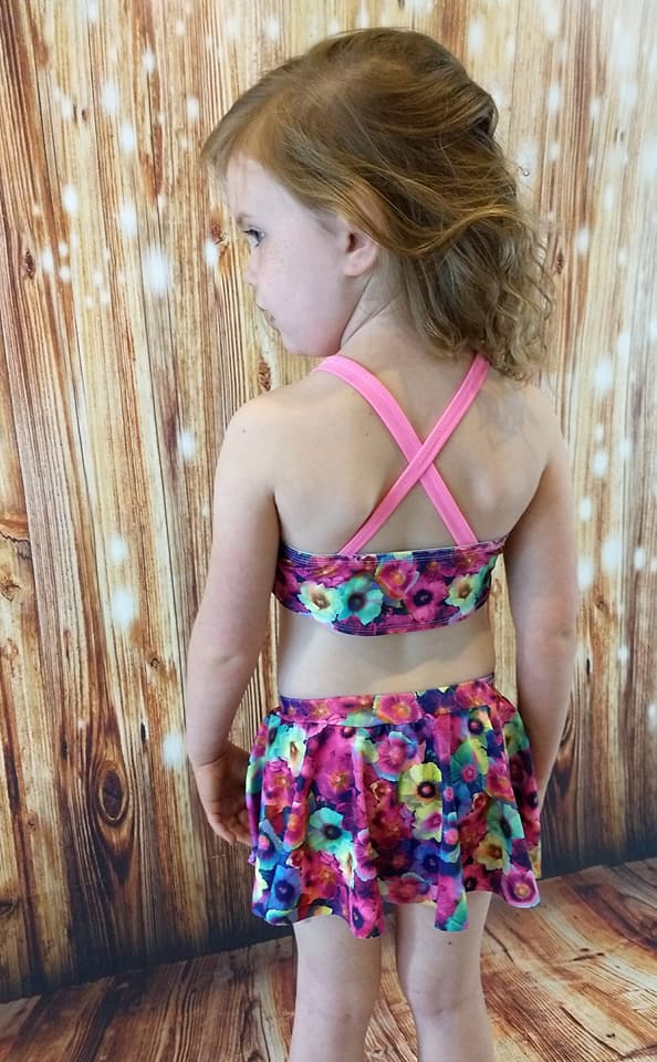 Girls swimsuit with skirt on sale