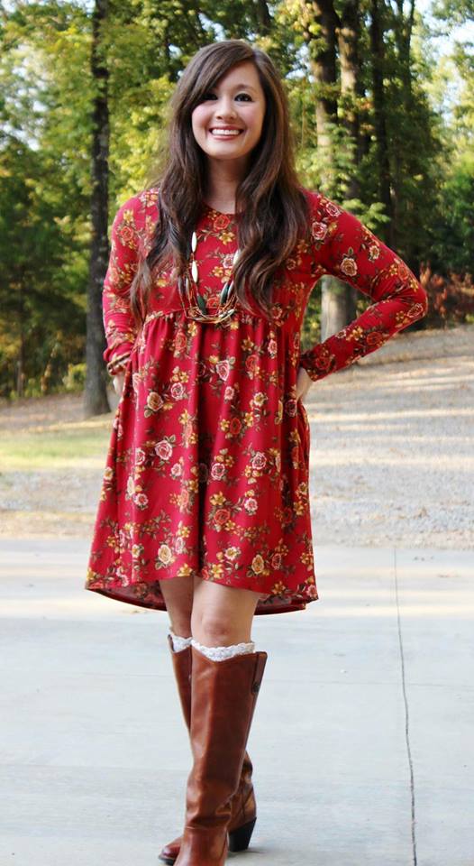 A '90s-inspired floral dress with ankle boots