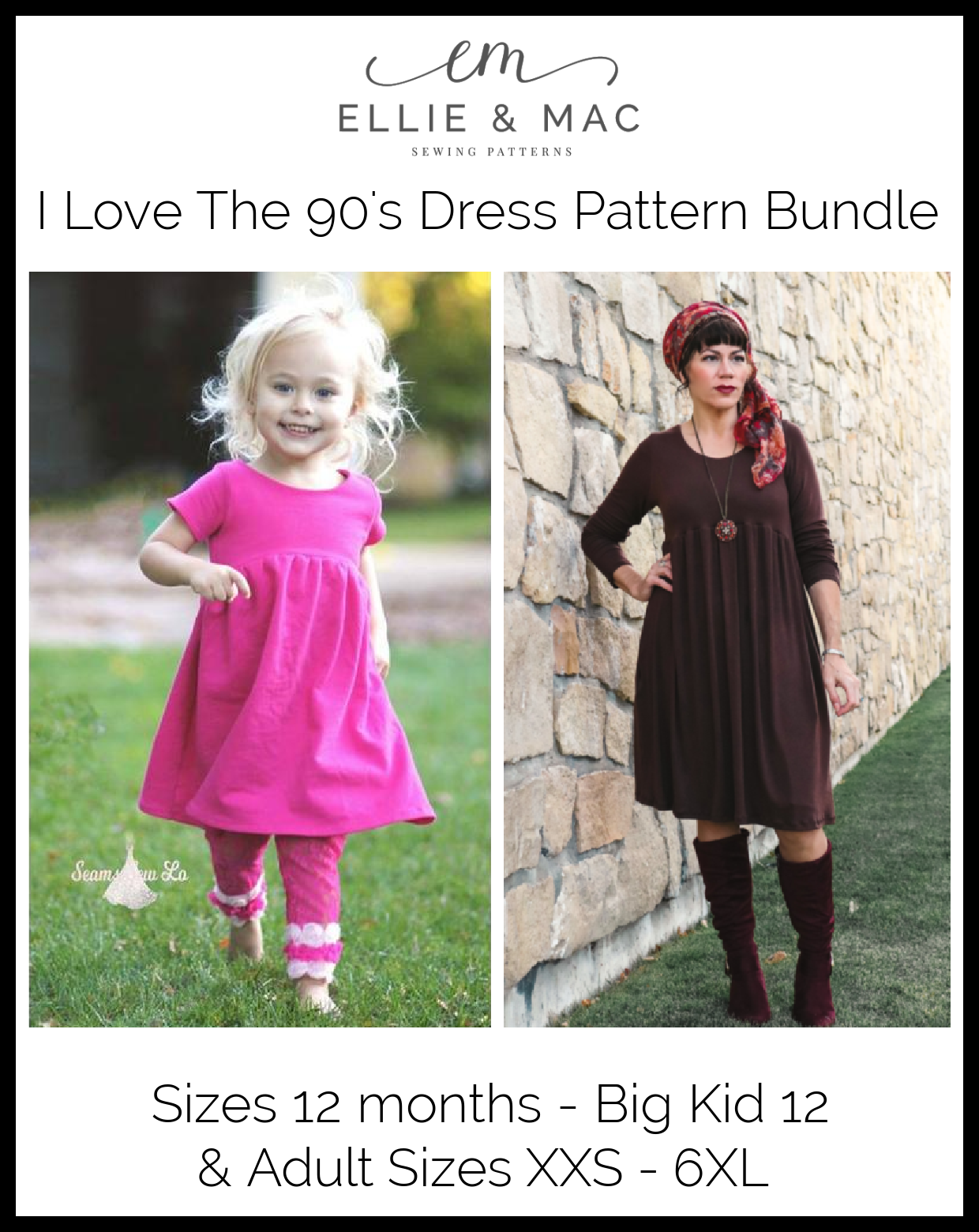 Child Adult 90 s Dress Pattern Bundle Pack