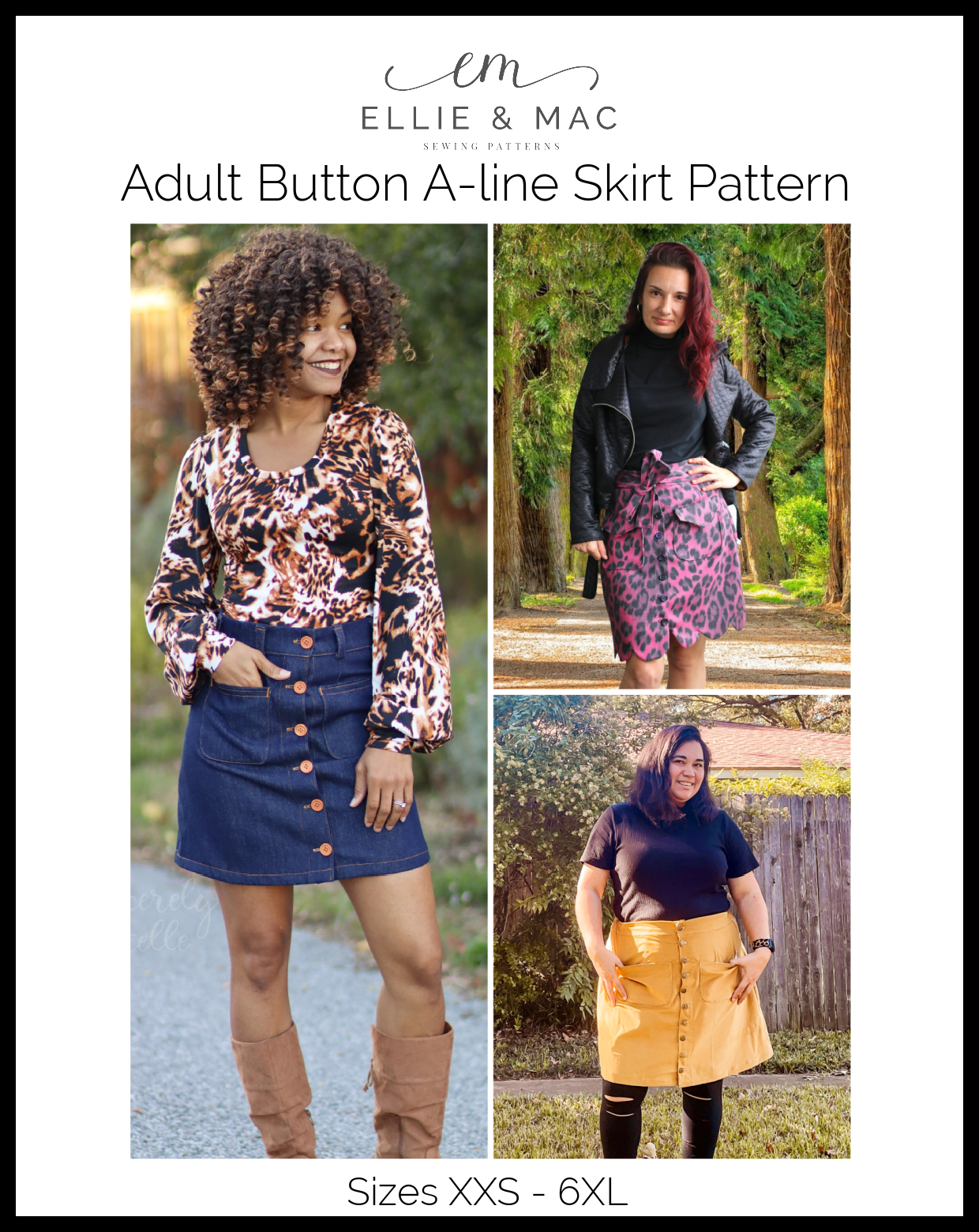 Adult Button A line Skirt Pattern