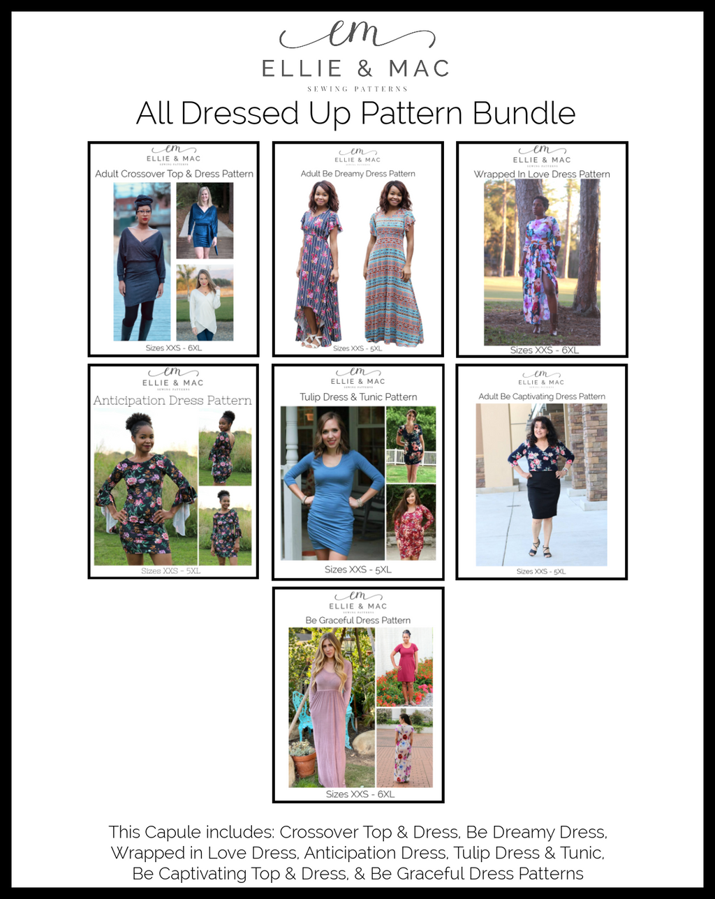 Dress Sewing Pattern Sewing Pattern Bundle PDF Sewing Patterns Easy Beginner  Sewing Patterns Sizes XXS 5XL Patterns 