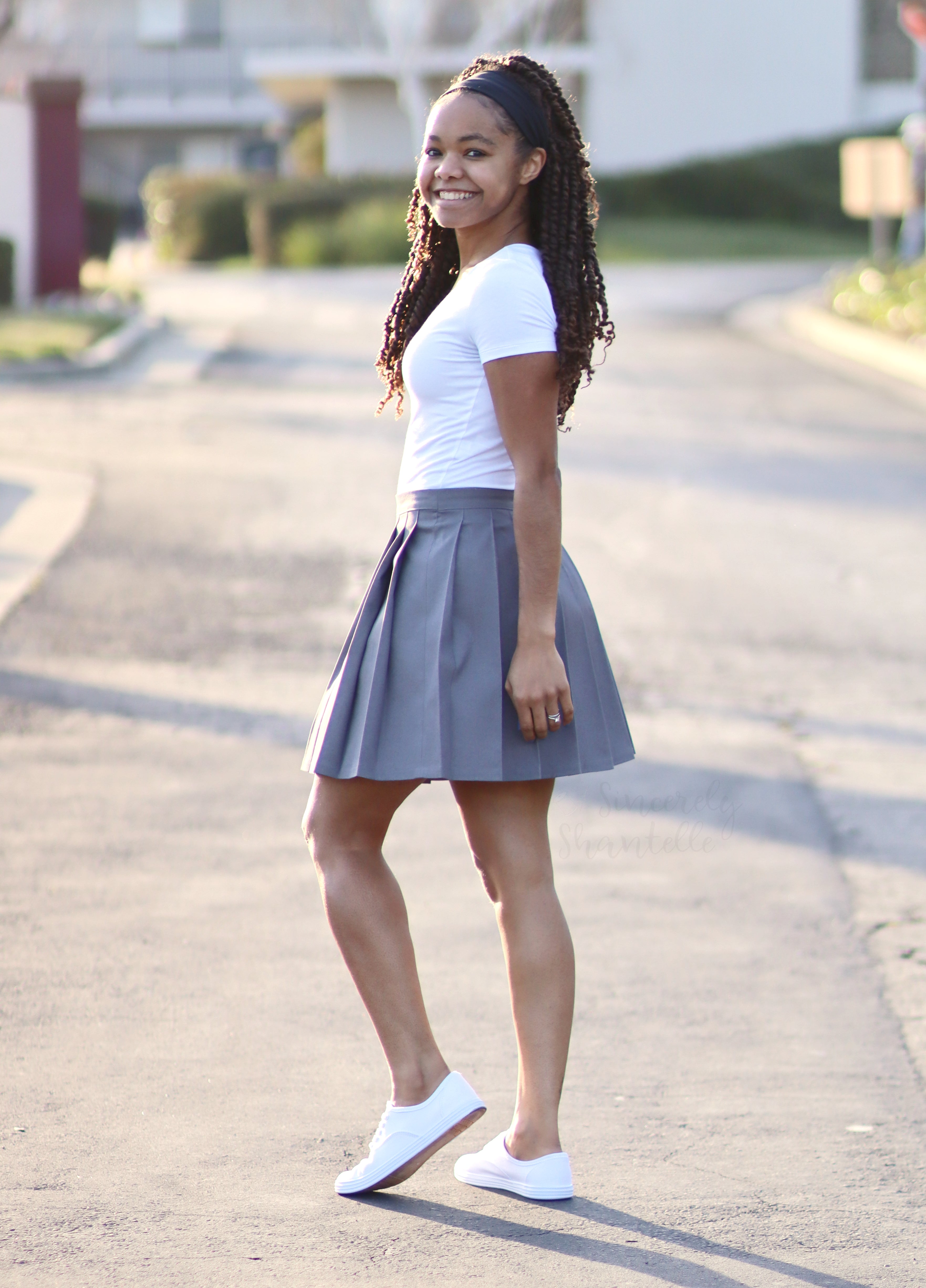 Grey pleated skirt instructions best sale